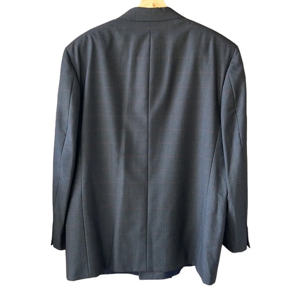 Givenchy Men Wool Blend Double Breasted Blazer Charcoal/ Red Window Pane Sz.44 - Picture 8 of 10